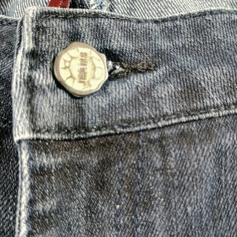 City‎ Other Mens Jeans Dark Wash 31 Red Zipper Accent Distressed Streetwear